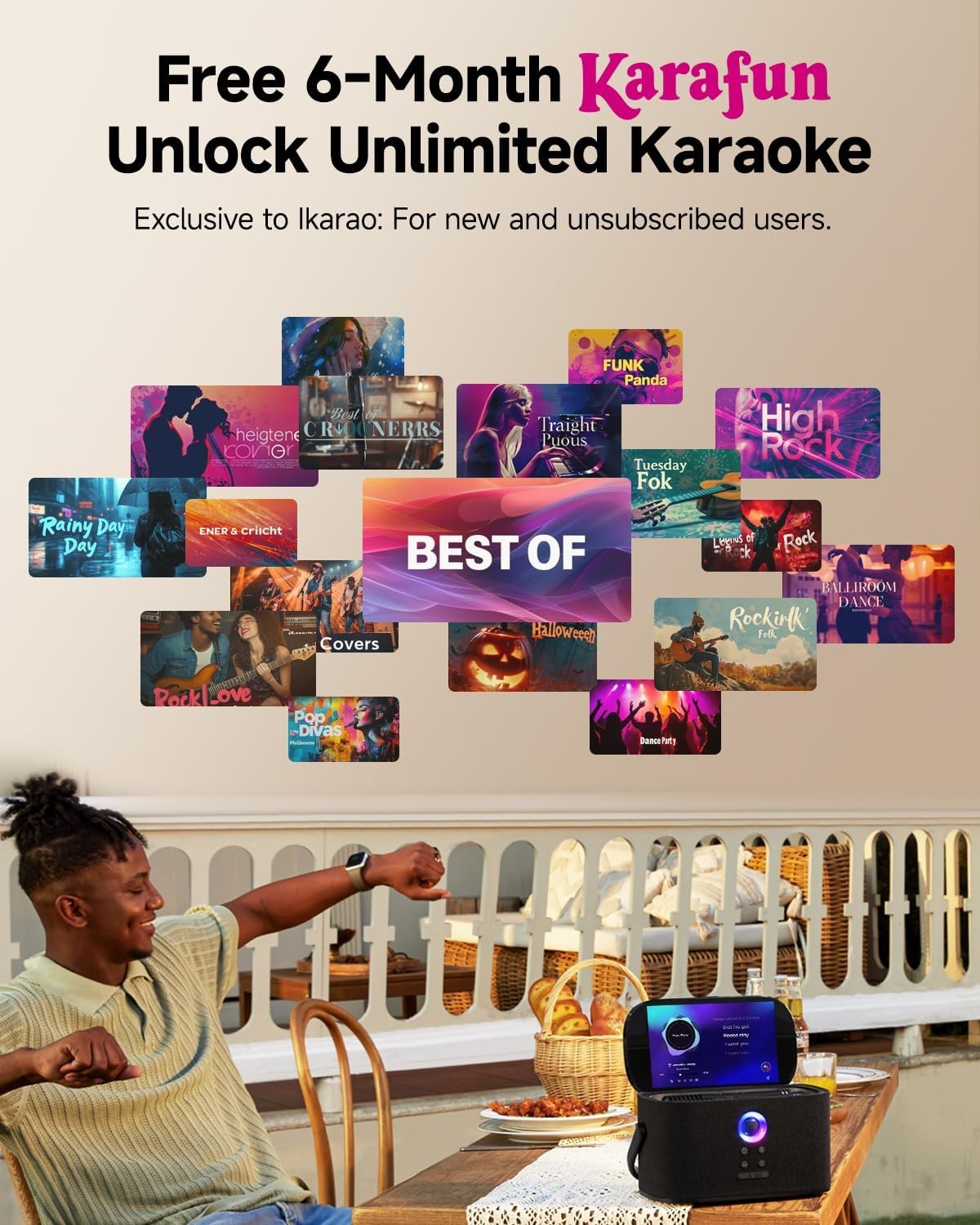 Karaoke Machine with Screen 2 Wireless Mics 140W Bluetooth Speaker
