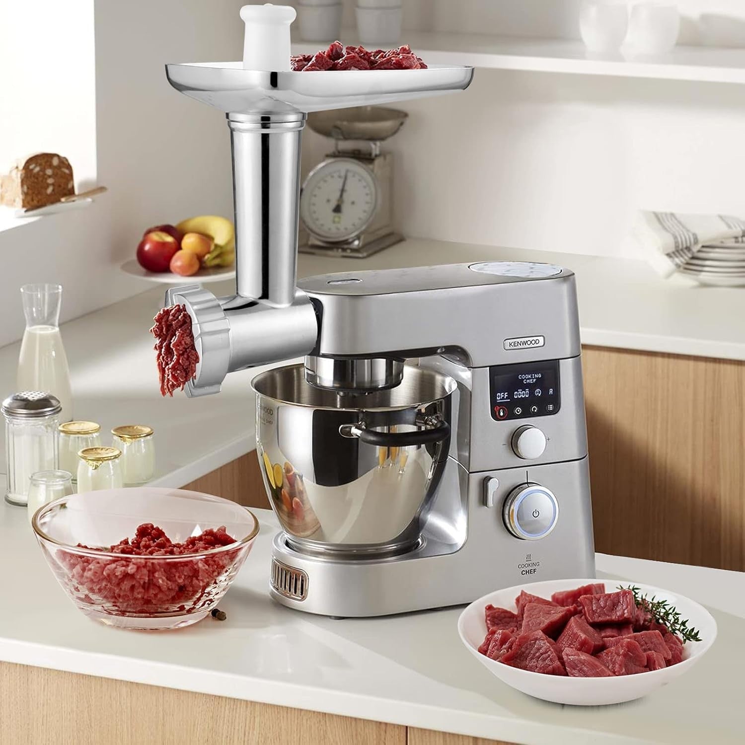 Metal Meat Grinder Attachment Sausage Stuffer for Chef KMix Mixer