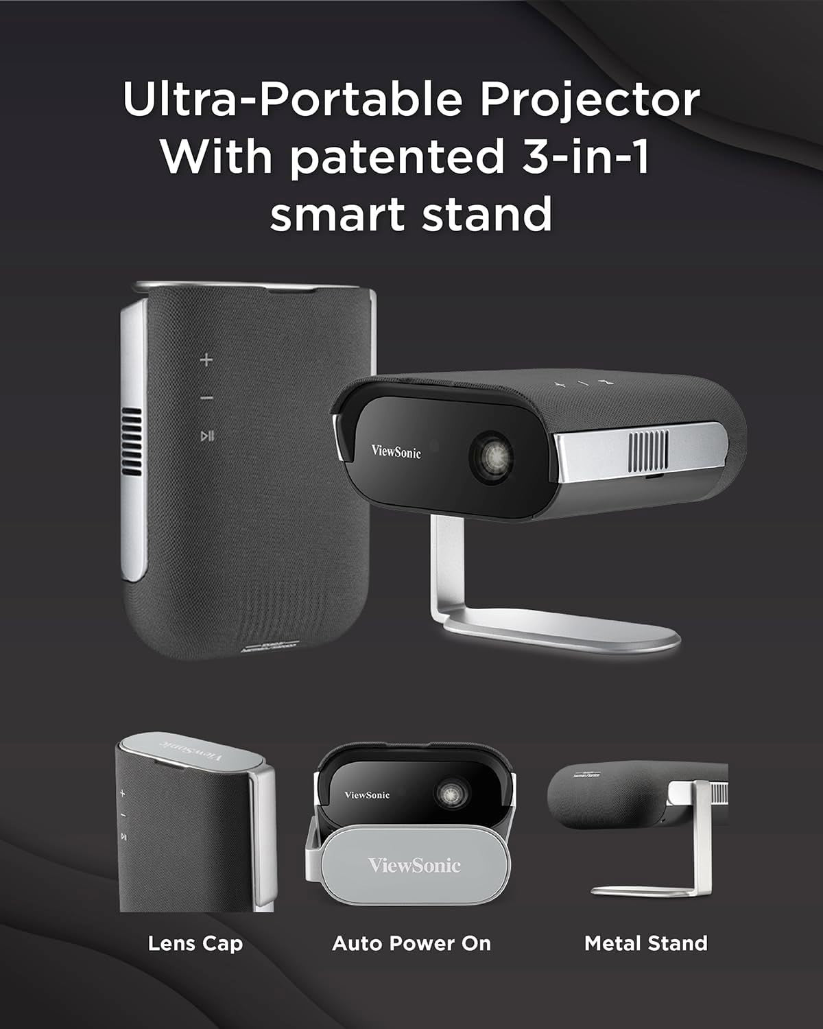 Portable 1080P Smart Projector Google TV Netflix Battery 360° Auto Focus