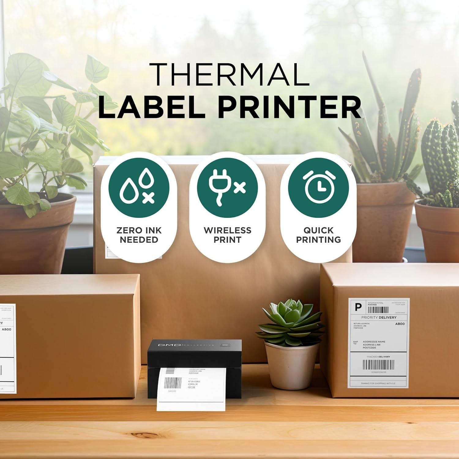 Bluetooth Thermal Label Printer 4x6 – USB & Bluetooth for Mac, Windows, iOS
