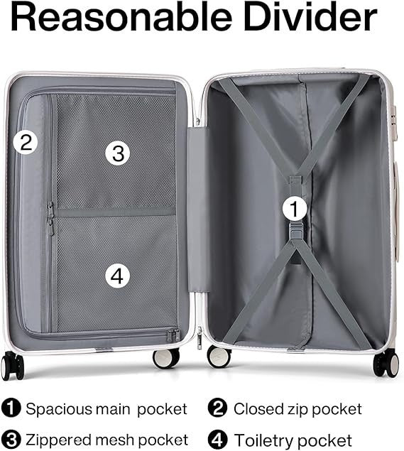 Front Open 26” Large Checked Trunk Luggage Hard Shell Spinner Lock