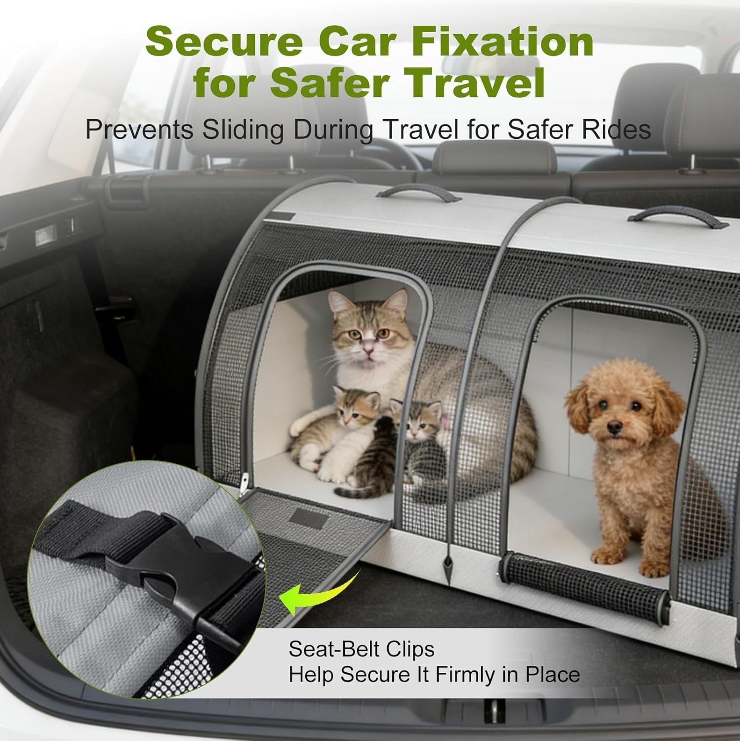 Foldable Dog Crate Carrier 100cm Pet Travel Car Seat Dual Door Bag