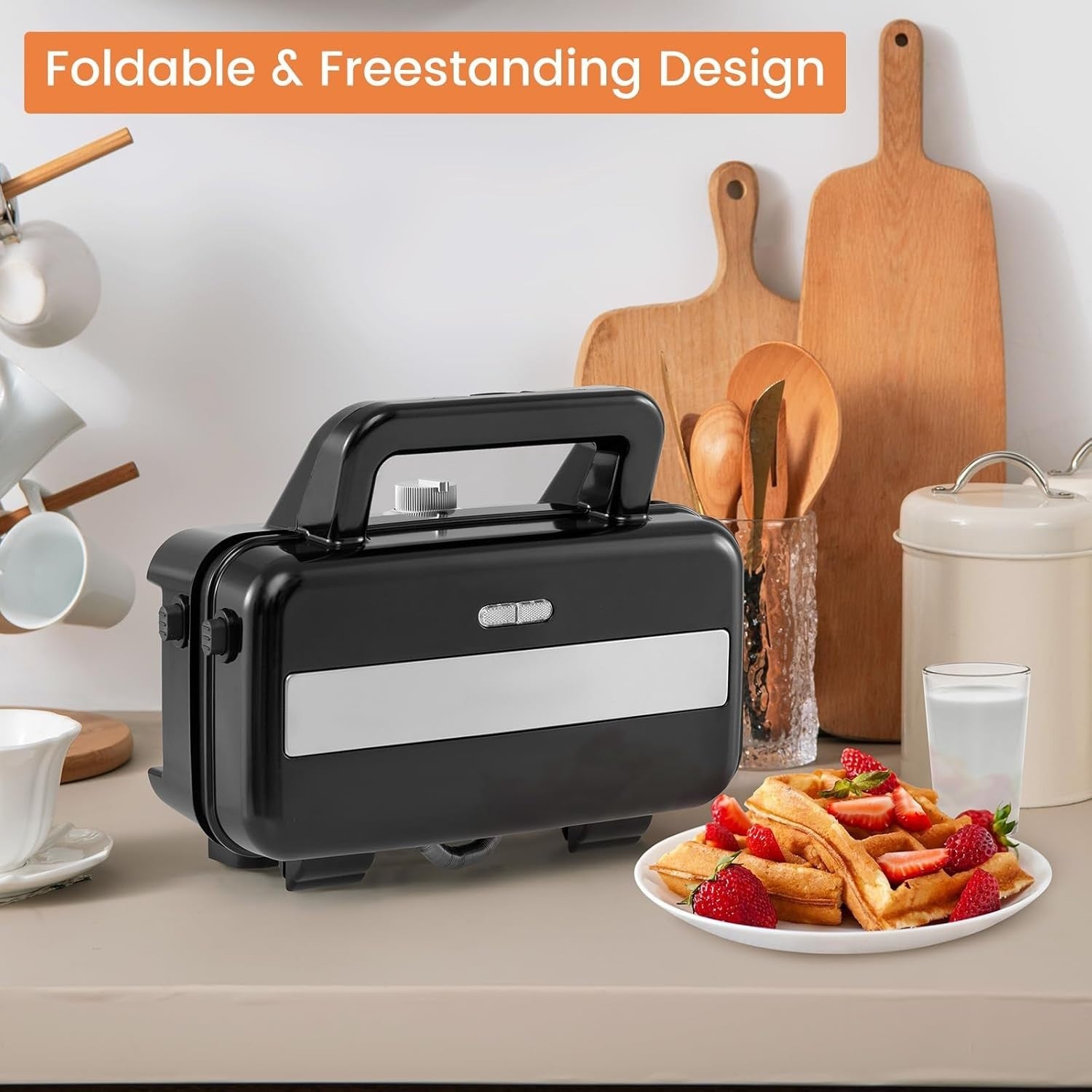3-in-1 Sandwich Maker 28x15x28cm Non-Stick Plates Waffle Panini Grill