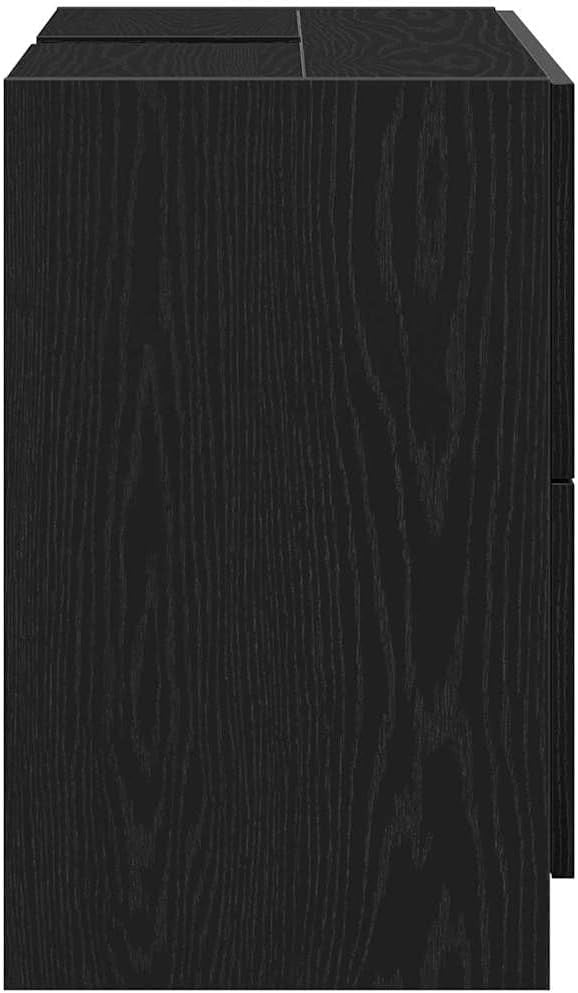 Black Oak Under Sink Bathroom Cabinet 78x37x59cm Modern Vanity Storage Unit