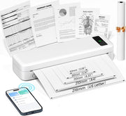 White Portable Thermal Printer A4 Wireless Bluetooth Inkless Receipt Printer