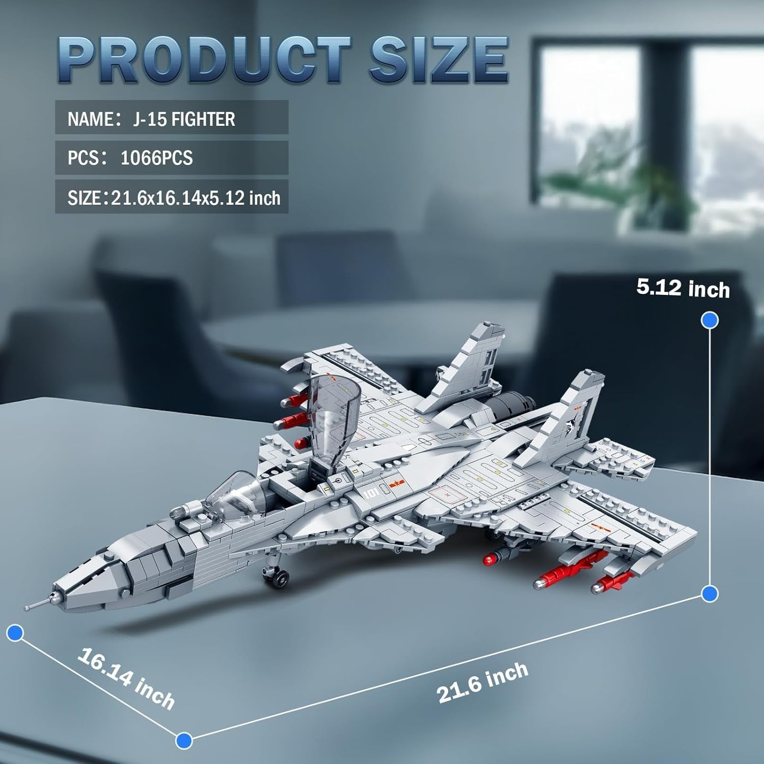 Military Jet Model Kit 1066PCS | Movable Wings STEM Gift Plane Toy 14+