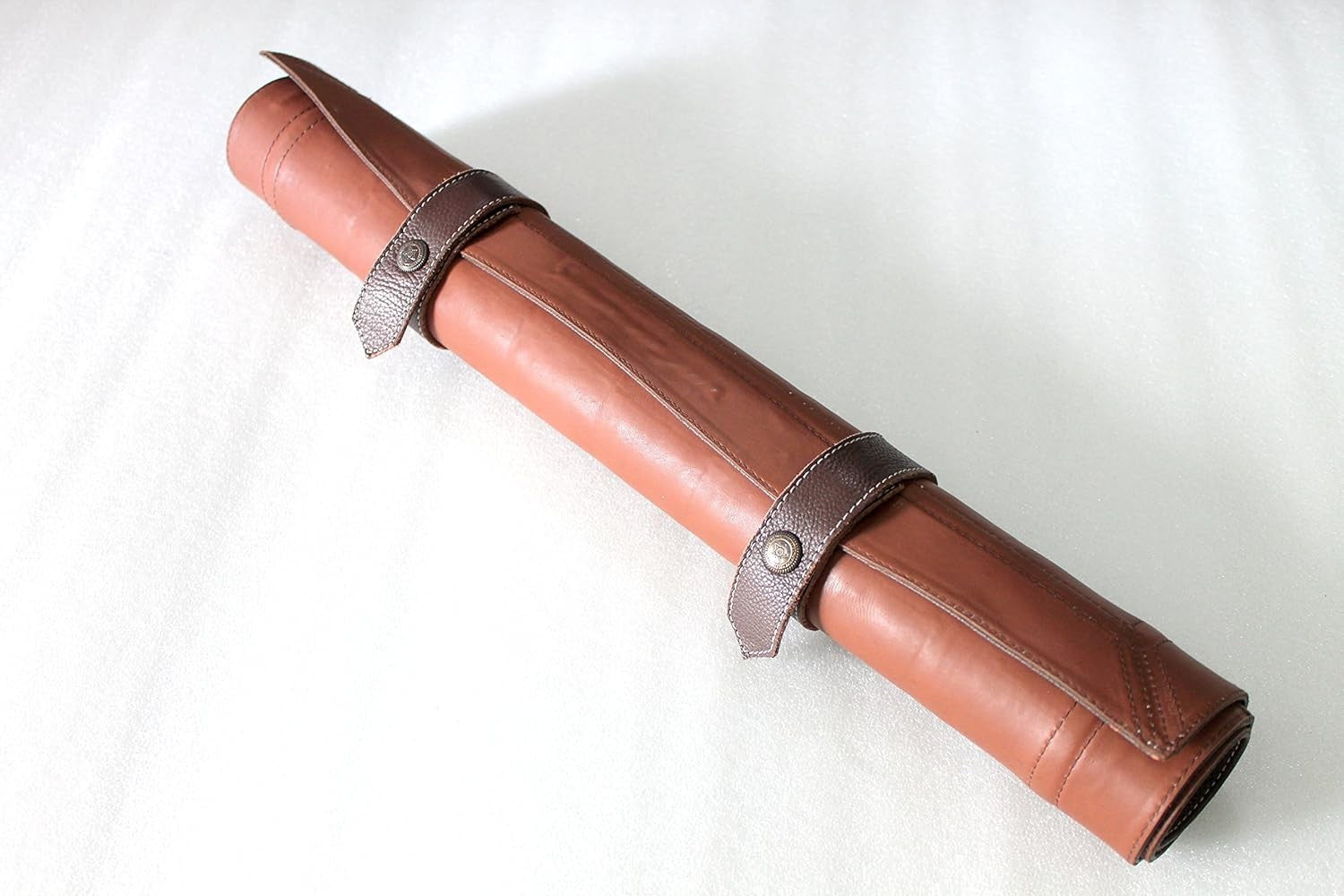 19" Leather Roll-Up Chess Board | Tournament Travel Mat | Luxury Brown Chess