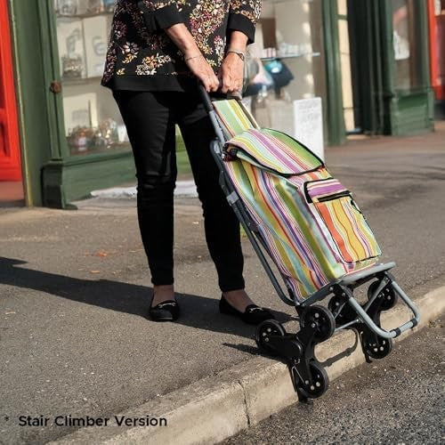 Foldable Leisure Shopping Trolley with Seat Large Capacity Easy-Roll Wheels
