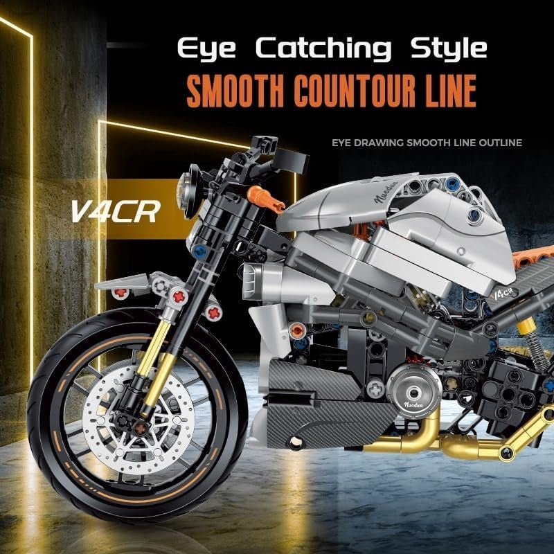 Realistic Motorcycle Building Kit with Moving Parts & Easy Assembly 32cm