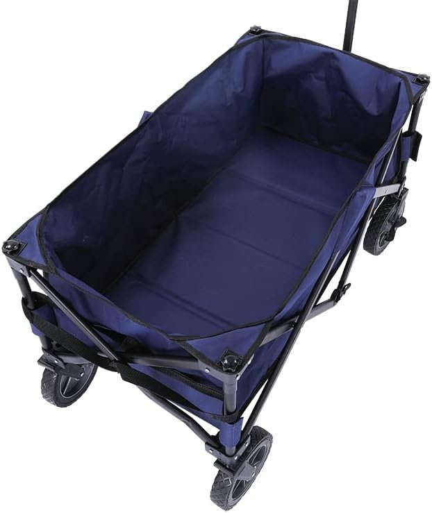 Navy Folding Festival Wagon 85kg Collapsible Garden Camping Trolley w/ Cargo Net
