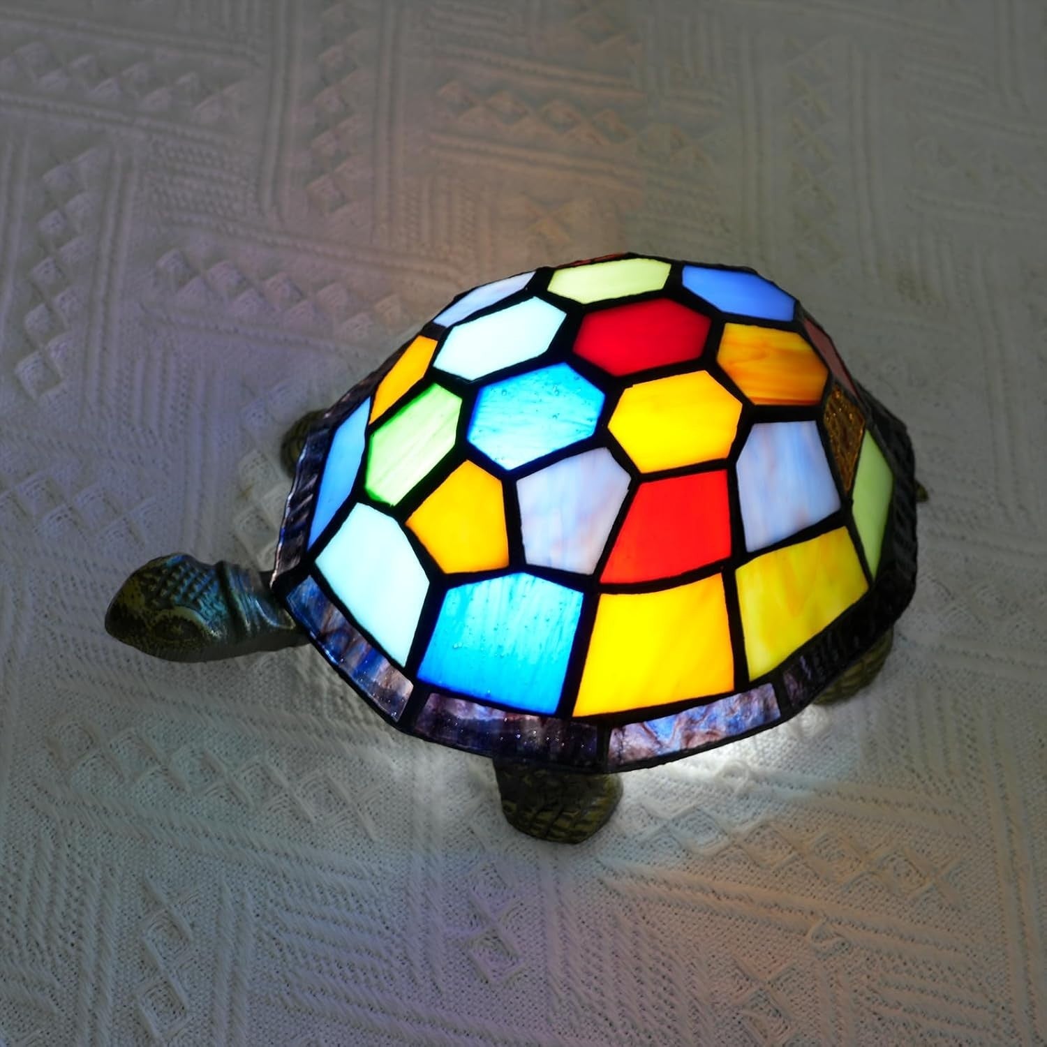 Stained Glass Turtle Lamp Night Light | Kids Room Decor | Table & Desk Lamp