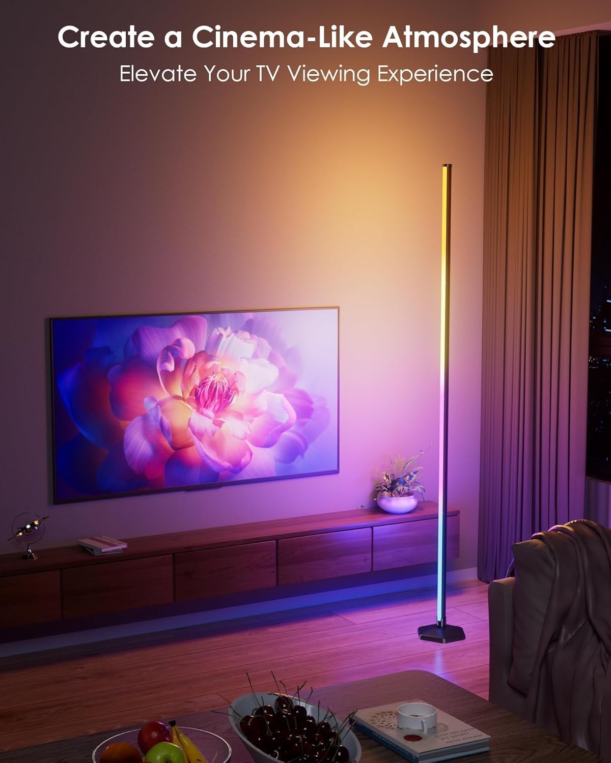 RGB LED Corner Floor Lamp 65in App Remote Music Sync Mood Lighting