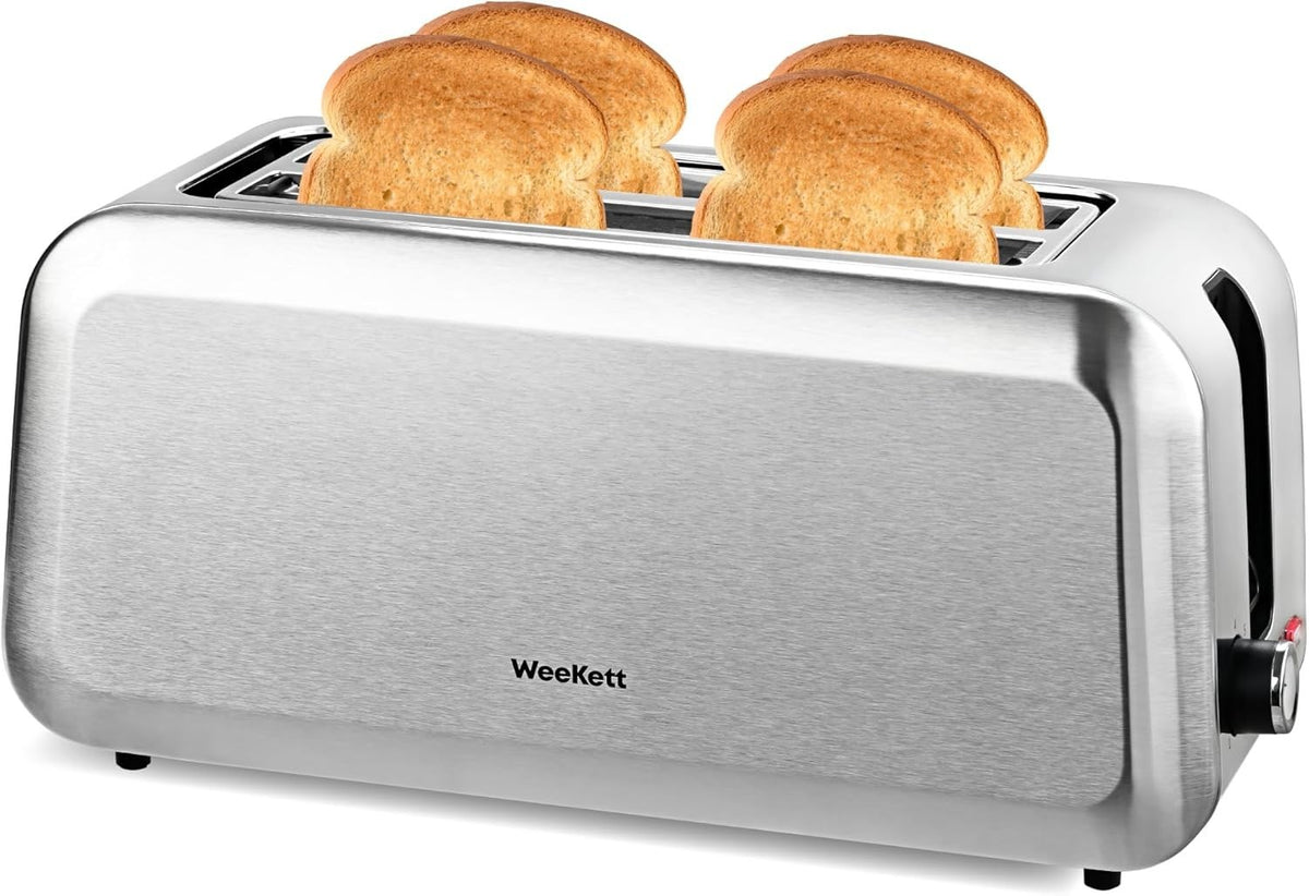 4 Slice Long Slot Toaster Stainless Steel Wide Slot Adjustable Browning