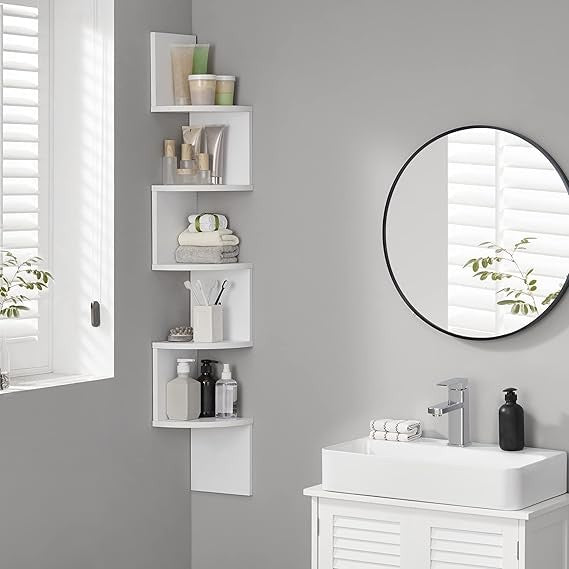 5-Tier Corner Shelf Modern Floating Wall Unit for Living Room Bedroom Office
