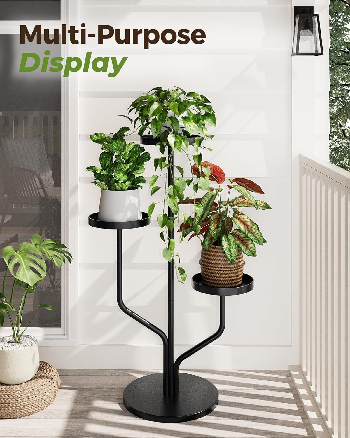 3 Tier Metal Plant Stand Indoor Outdoor Flower Shelf Iron Display Rack Black