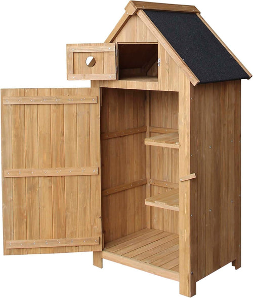 Slim Wooden Garden Cabinet with Bitumen Roof – 137 cm Outdoor Storage
