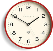 Large 37cm Red Round Wall Clock | Silent Sweep Quartz | Kitchen, Living Room