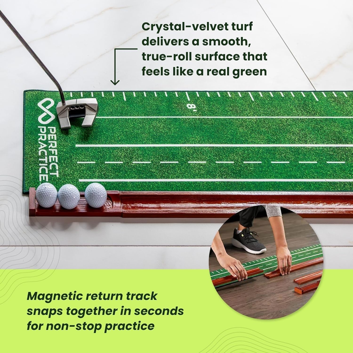 Golf Putting Mat 9ft Indoor Practice Trainer Return Ball Home Office