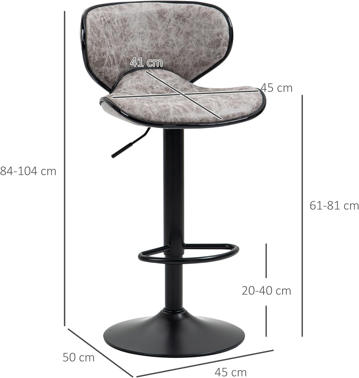 Adjustable Swivel Bar Stools Set of 2 | Light Brown Faux Leather