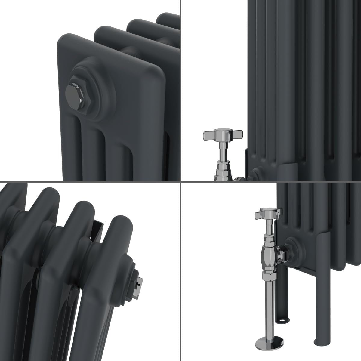 Anthracite 4 Column Radiator 600x1010mm Central Heating Bathroom