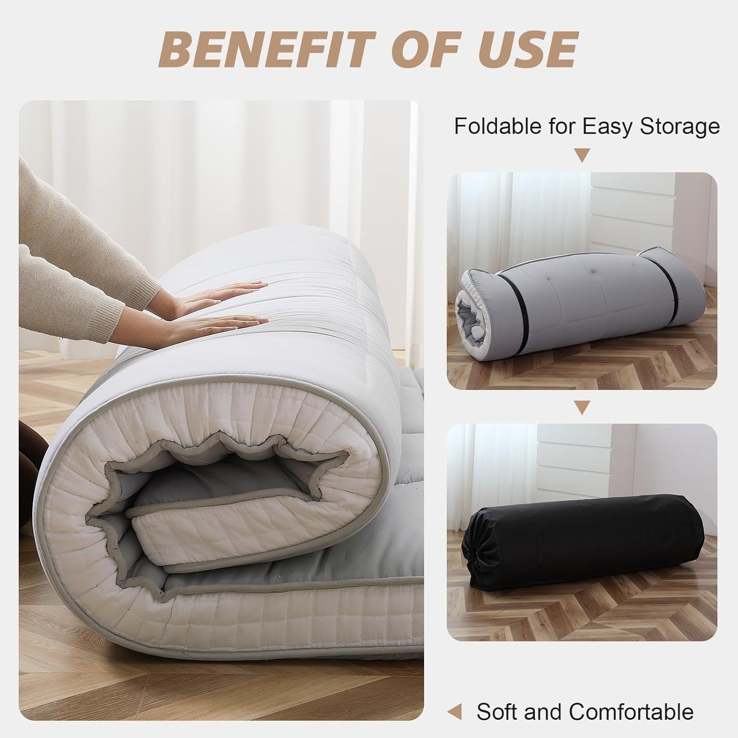 Extra Thick King Size Memory Foam Futon Mattress Foldable Japanese Floor Pad