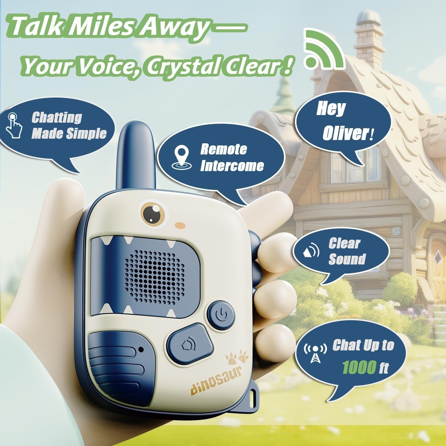 Kids Dinosaur Walkie Talkies 2 Pack 1000FT Range Outdoor Adventure Toy