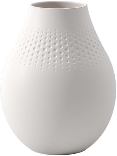 White Porcelain Vase Modern Minimalist Flower Table Decor 20cm