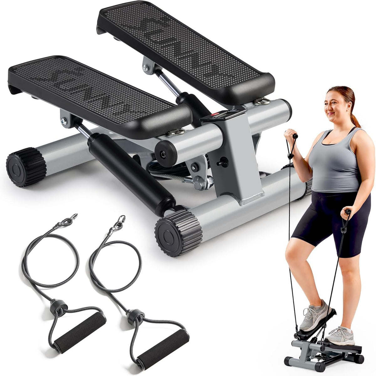 Compact Mini Stepper Cardio Trainer Twist Motion Resistance Bands Home Gym