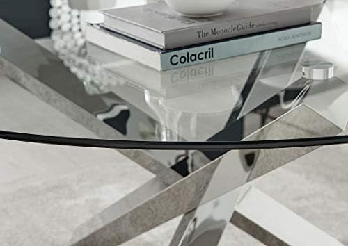 Furniturebox UK Vogue 136cm Round Glass Dining Table Chrome Legs 6 Seater