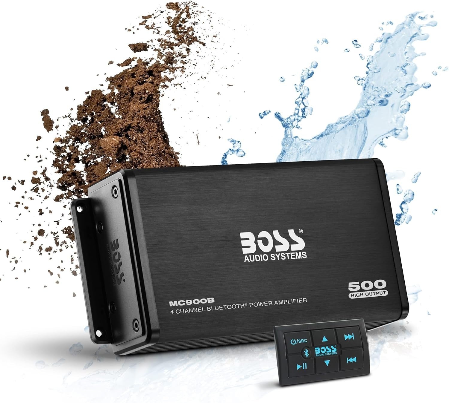 500W 4-Channel MC900B Amplifier Bluetooth Weatherproof ATV UTV Car Marine