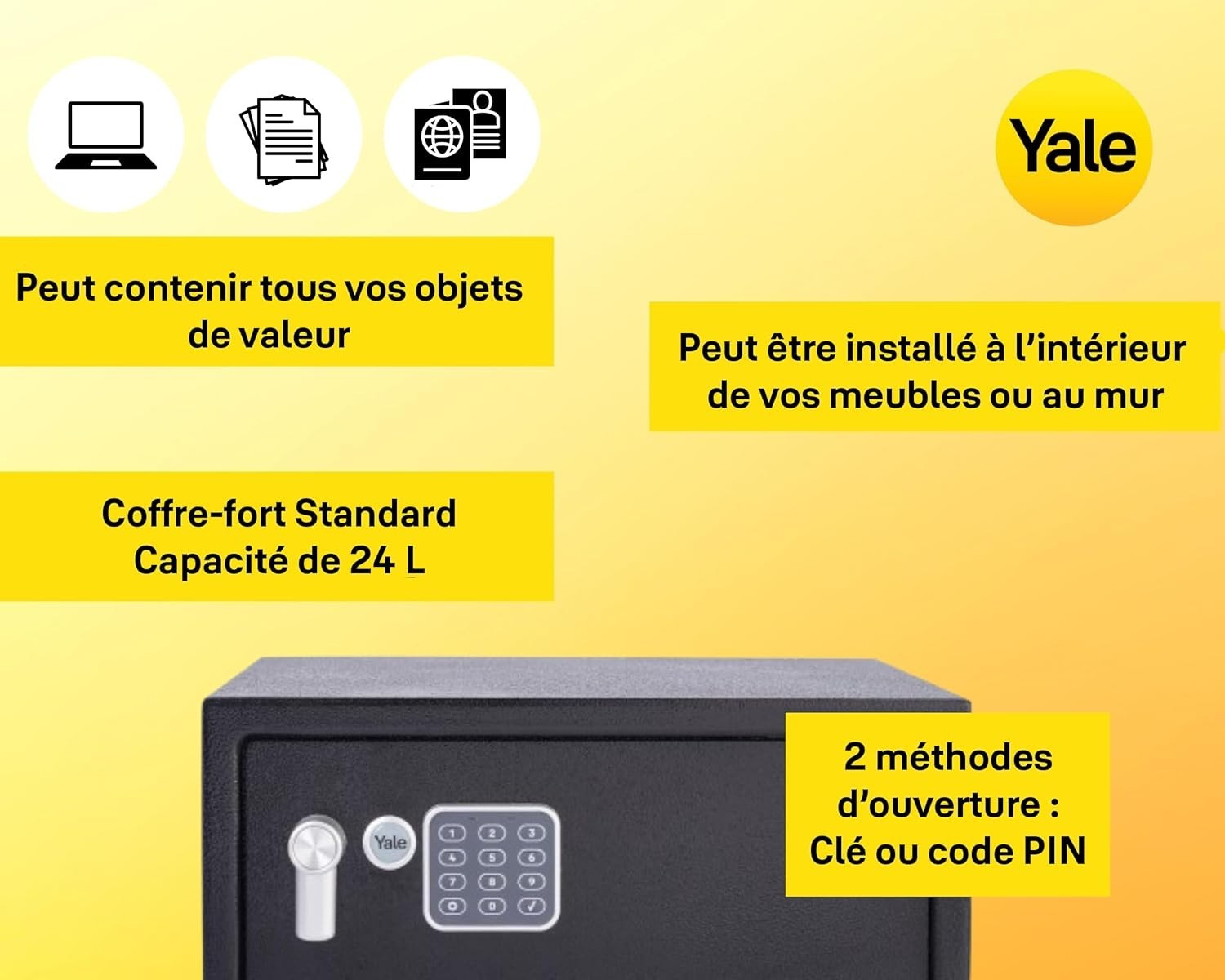 24L Digital Laptop Safe Electronic Keypad Cash Document Security Box