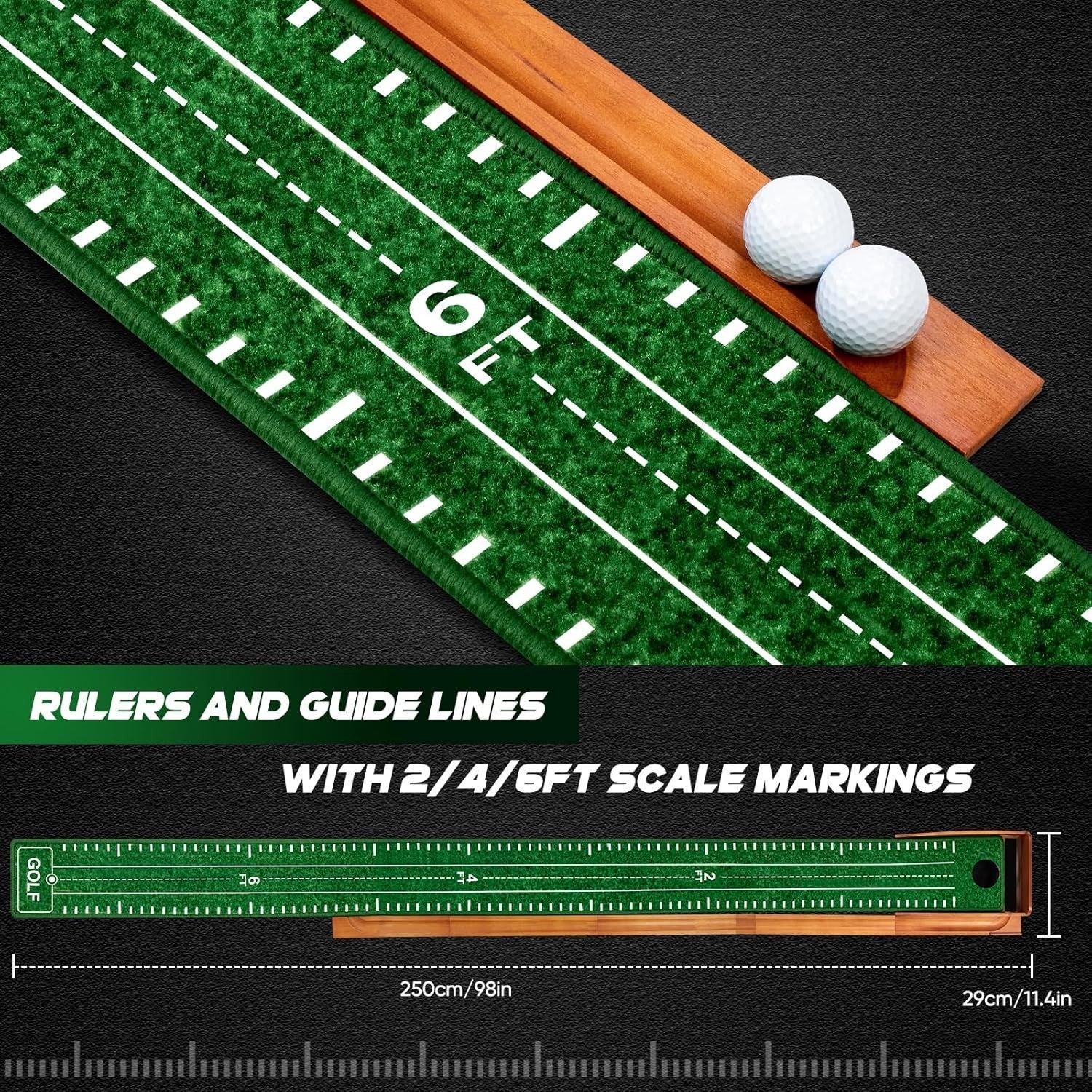 Indoor Golf Putting Mat Set Training Aid With Ball Return Home Practice