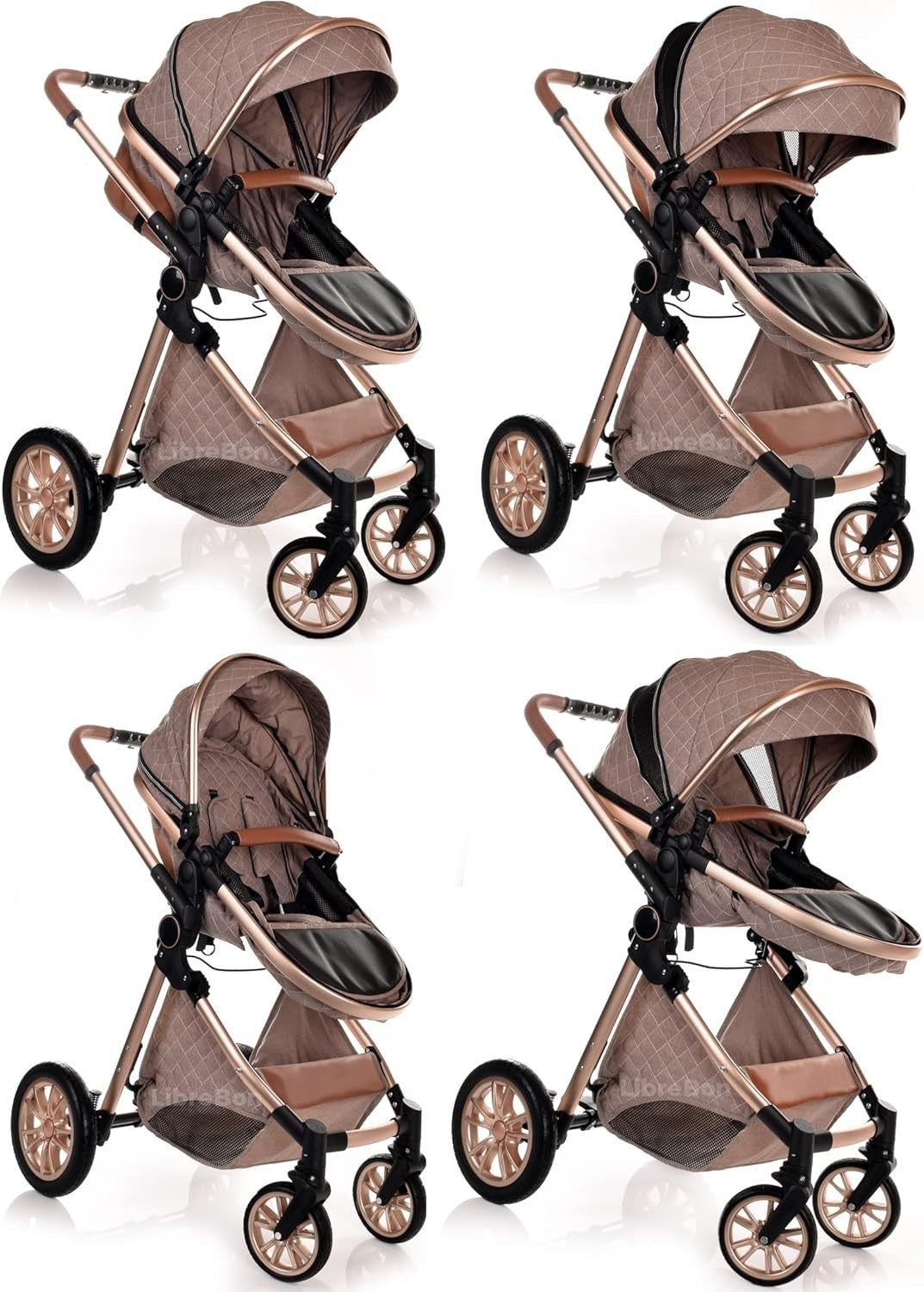 3 in 1 Baby Pram Pushchair Lightweight Folding Buggy from Birth 0-36m