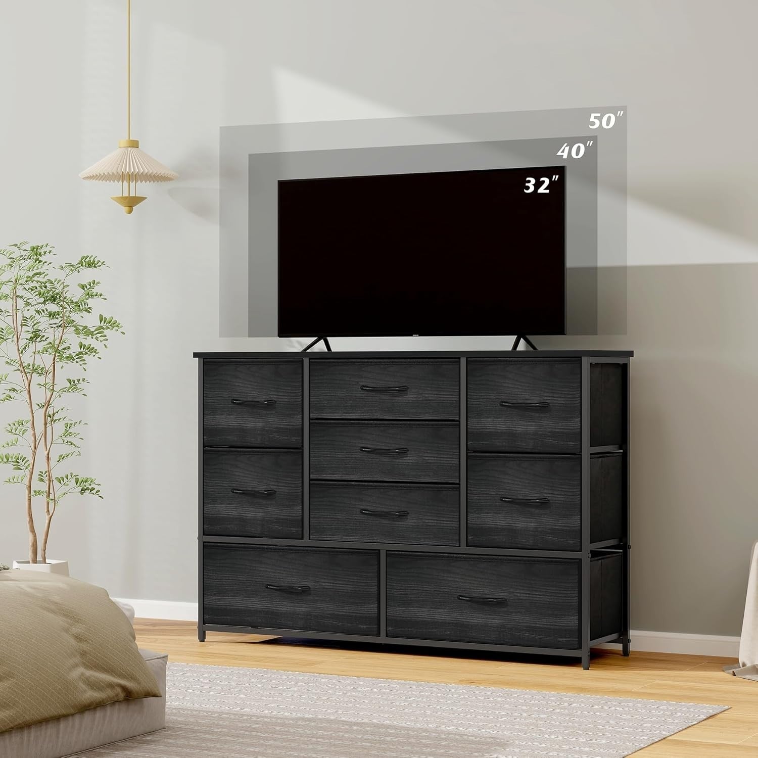 9 Drawer Wooden Dresser Chest Bedroom Storage Organizer TV Stand 29.8"x110"x75cm