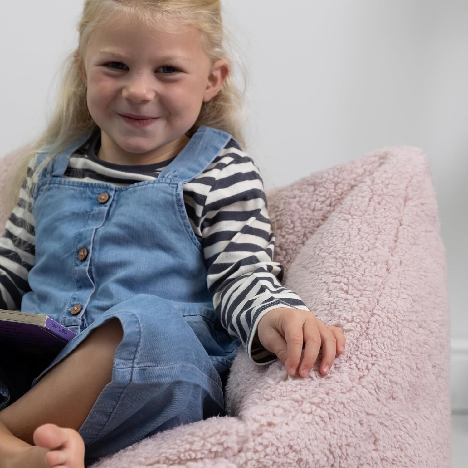 Pink Teddy Fleece Kids Bean Bag Chair – Soft Armchair for Bedroom & Play