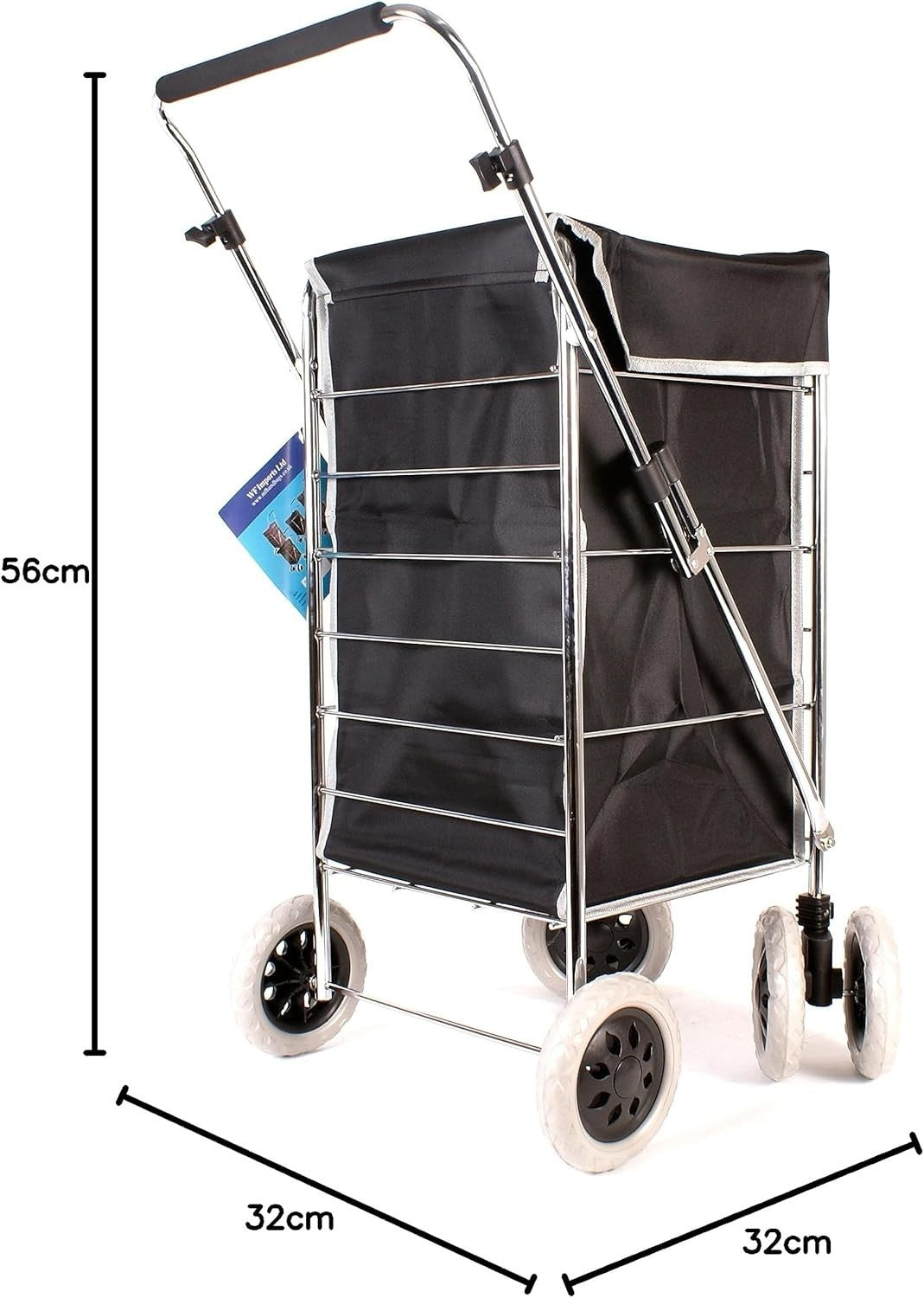 6 Wheel Swivel Shopping Trolley 57L Bag Adjustable Handle Foldable