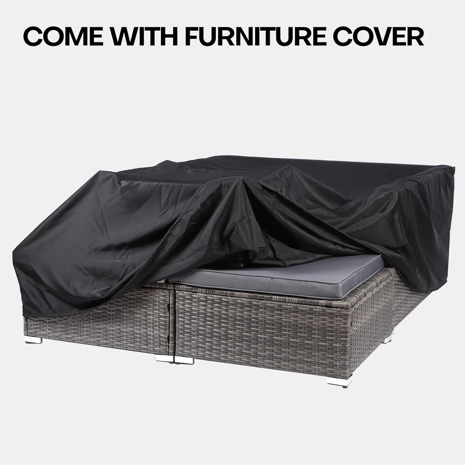 6 Seater Rattan Garden Sofa Set | Modular Patio Lounge with Cushions & Table