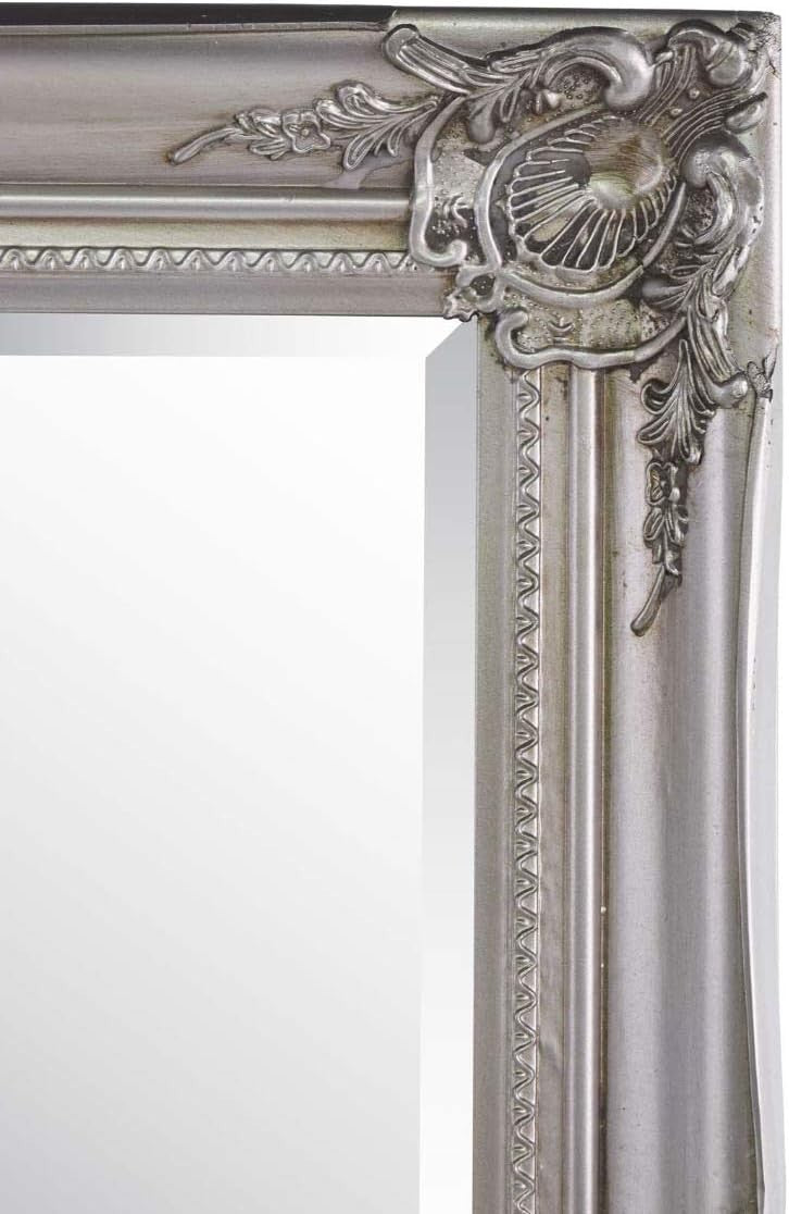 Large Silver Full Length Wall Mirror Ornate Vintage 168x76cm Bevelled
