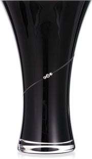 Black Crystal Glass Vase 25cm Luxury Modern Table Centerpiece Decor