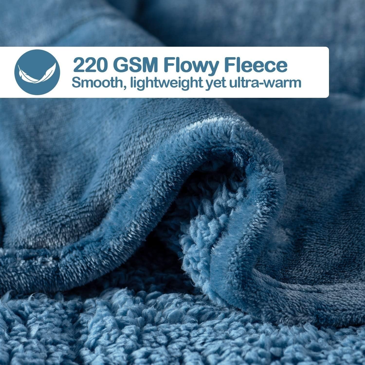 9kg Weighted Blanket Slate Blue Sherpa Plush Fleece 150x200cm for Relaxation