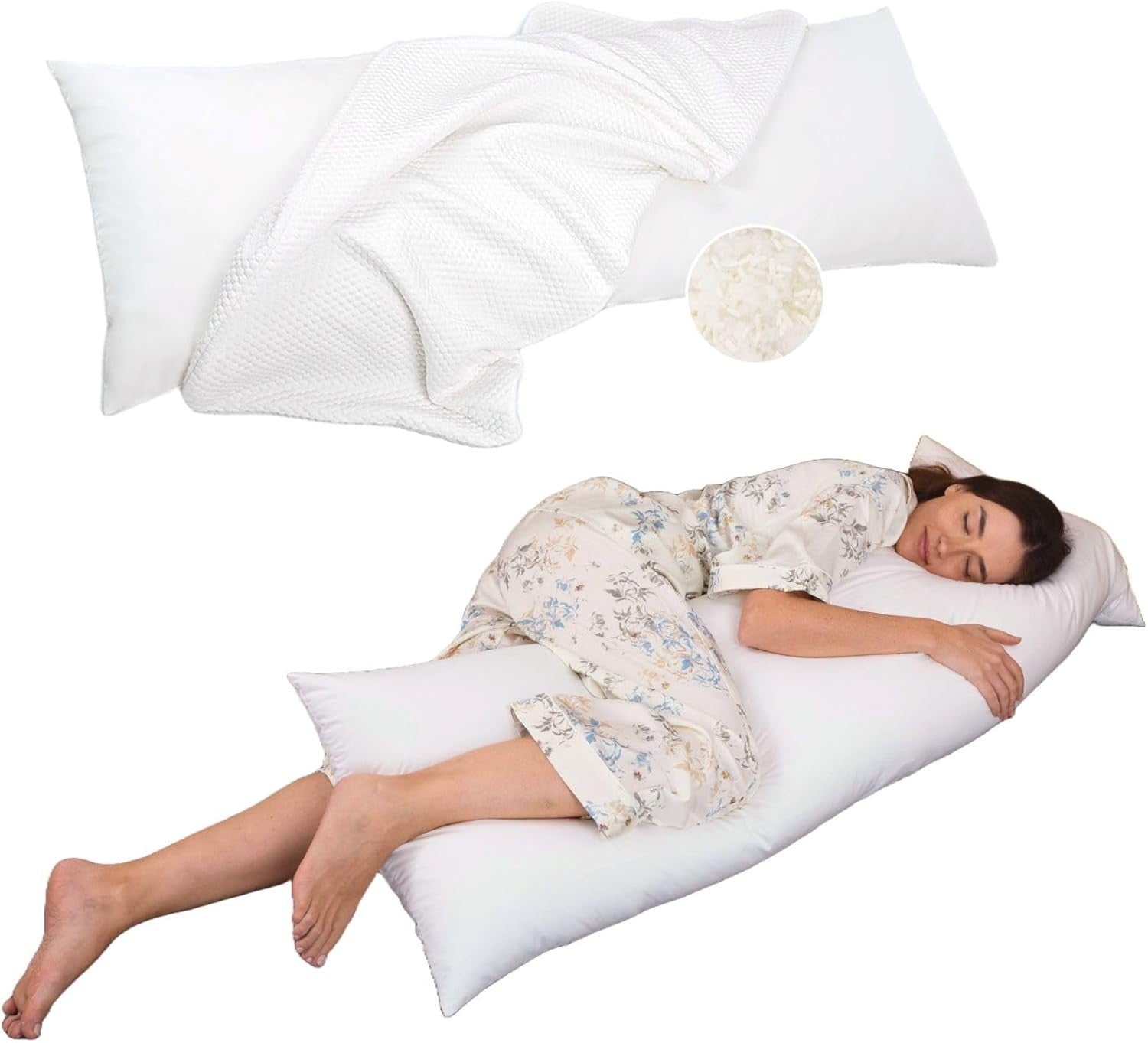 Body Pillow Full Length Adjustable Support for Side Sleepers Neck Back Pain