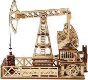 3D Wooden Oil Derrick Puzzle DIY Engineering Model Kit Home Decor Build