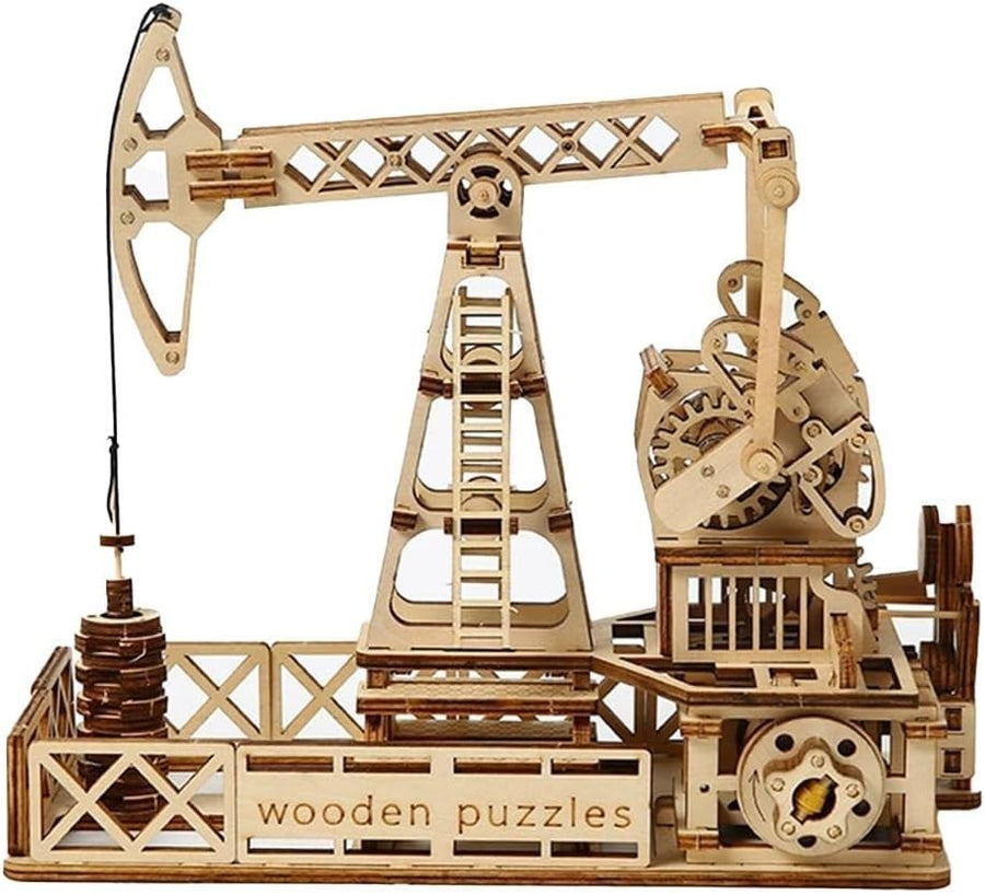 3D Wooden Oil Derrick Puzzle DIY Engineering Model Kit Home Decor Build