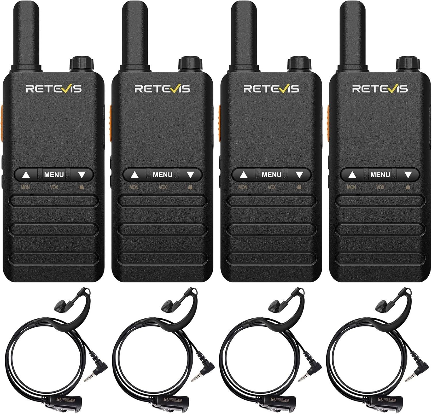 Slim Walkie Talkies 4 Pack VOX Earpiece 1620mAh Long Range Radio