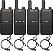 Slim Walkie Talkies 4 Pack VOX Earpiece 1620mAh Long Range Radio