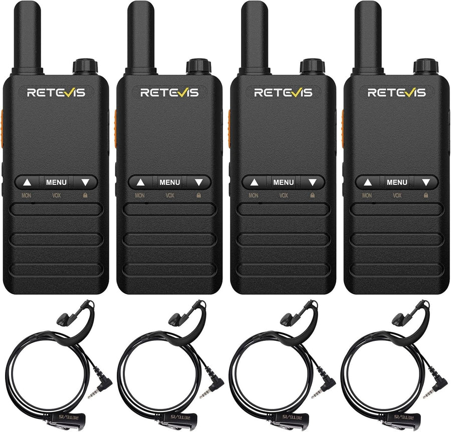 Slim Walkie Talkies 4 Pack VOX Earpiece 1620mAh Long Range Radio