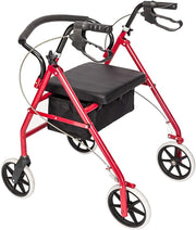 4 Wheel Rollator Walker with Seat Folding 8 Inch Wheels Lightweight Support