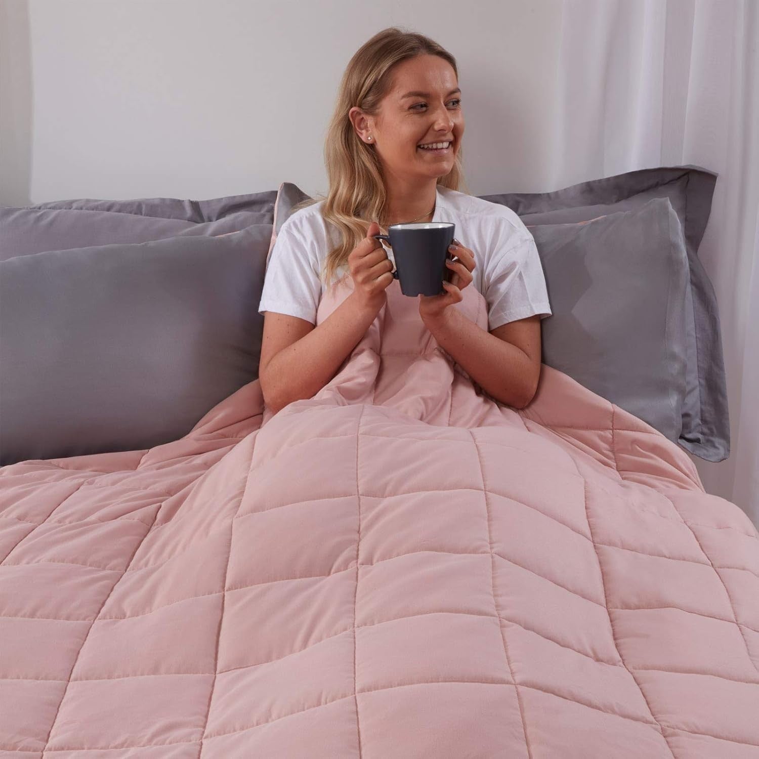 Weighted Blanket Adults Blush Pink 6kg 125x180cm Soft Calming Sleep Aid