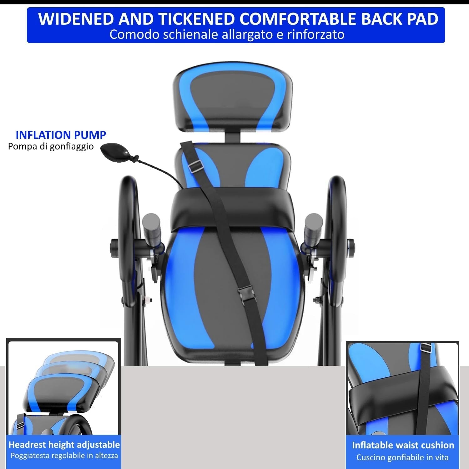 Gravity Inversion Bench with Headrest & Adjustable Straps, 150kg Limit