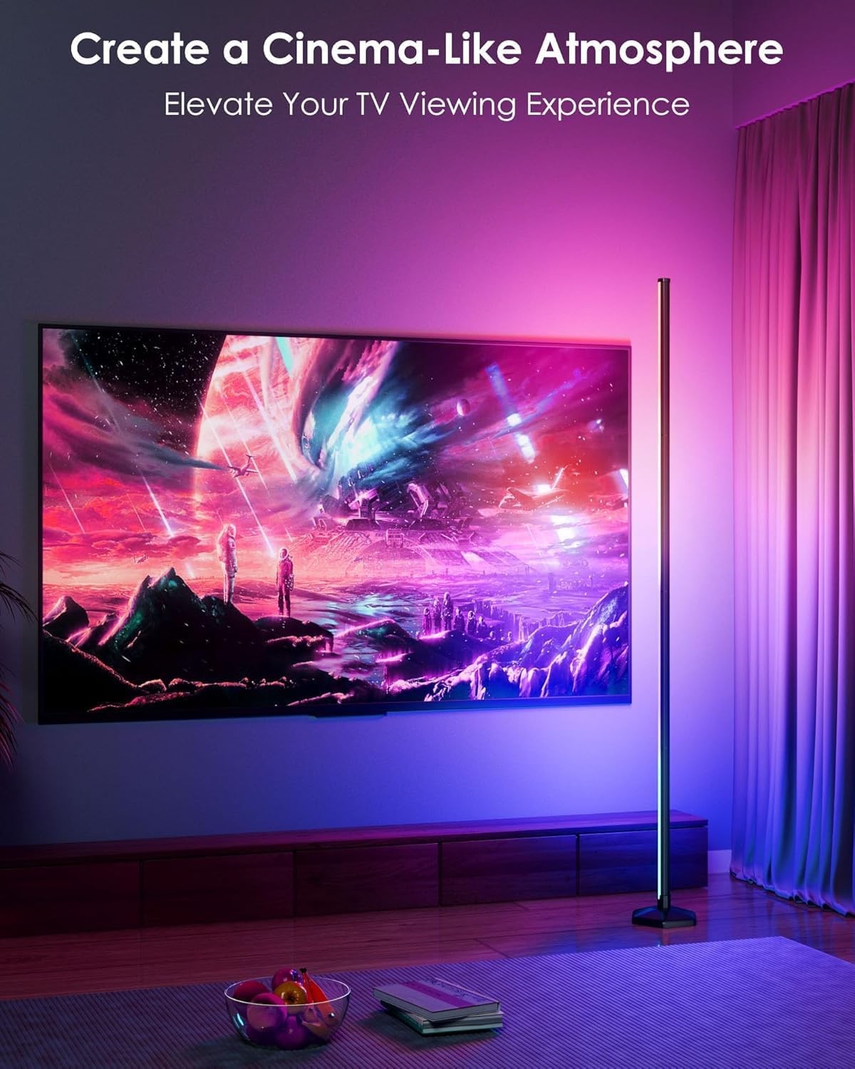 RGB Corner Floor Lamp 2 Pack App Remote Music Sync LED Mood Light Gaming Room